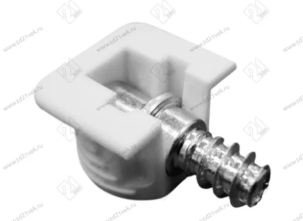 Полкодержатель врезной d15мм (белый) + шток-евровинт, для деревянных полок Флиппер 0307265
