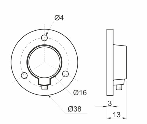 Крепление (фланец) трубы d16, хром/сталь AKS 22846