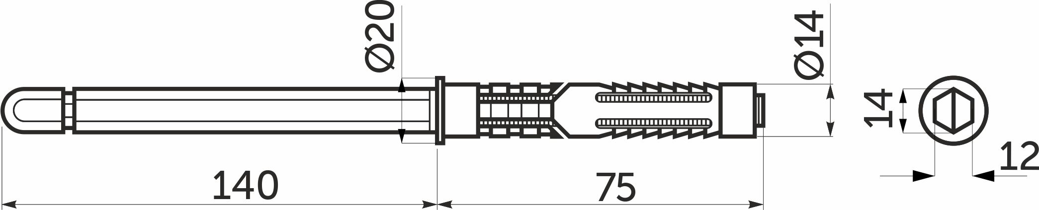 Полкодержатель мет. врезной 14*140 AKS 75323