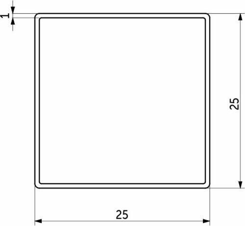 Труба квадр. L-3000 25*25 (1,4кг/1,0мм) QUADRO, хром AKS 112542