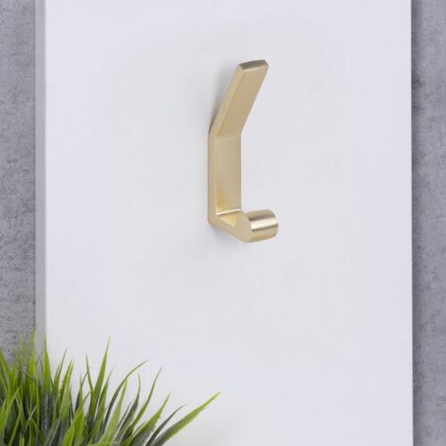 Крючок меб. двухрожковый мет. PEROLA брашированное золото AKS 104196