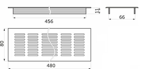 Решетка вентиляционная 480х80мм серебро алюминий AKS 47688