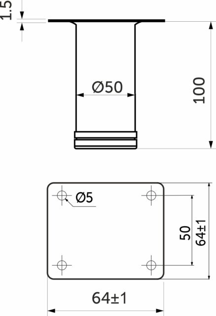 Опора меб. мет. d50 h100 белая AKS 102523