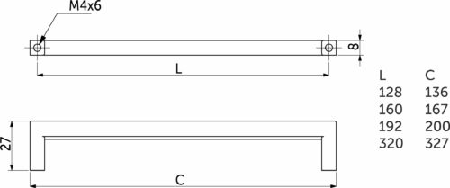 Ручка меб. скоба мет. SKYLINE 128 брашированное золото, AKS тип 2 105623