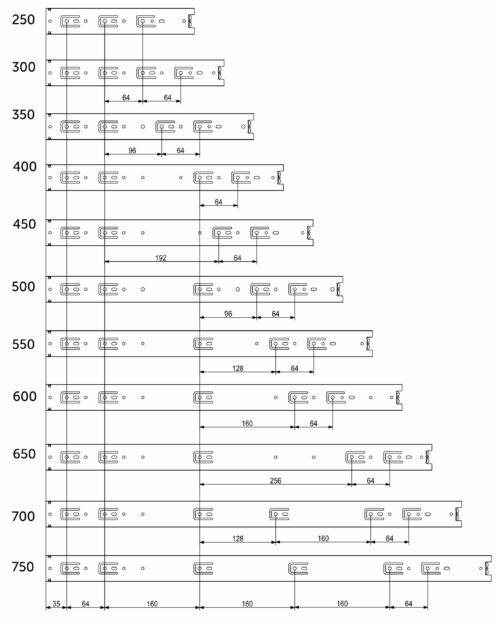 Направляющая шариковая L-300 h=45 AKS LIGHT 22996