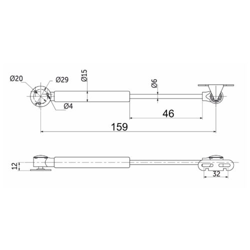 Подъемник газовый верхний 60N короткий серый AKS 23136