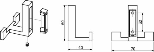 Крючок меб. двухрожковый мет. LEGGO шлифованный титан AKS 103310