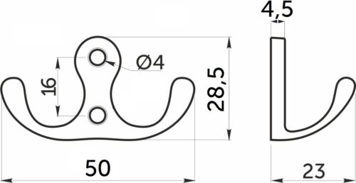 Крючок меб. двухрожковый мет. WP19 сатин GRIDLI 69403
