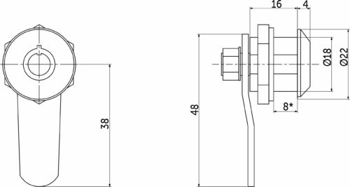 Замок для распашной двери механический 103-16 AKS с тубулярным (круглым) ключом 79161