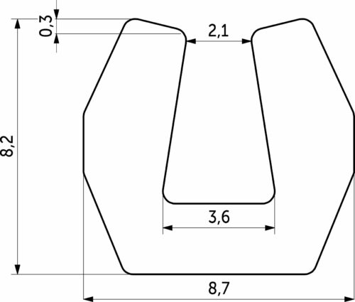 Уплотнитель ПВХ вставной 8,7x8,2 мм SENATOR тип U BY (1рул.=200пог.м.) 71067